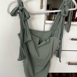 Free People Sage Green top with Tie Straps